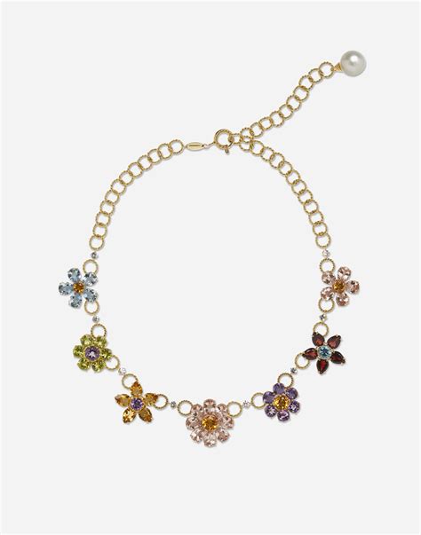 dolce gabbana flower pendant|Necklace with floral decorative elements.